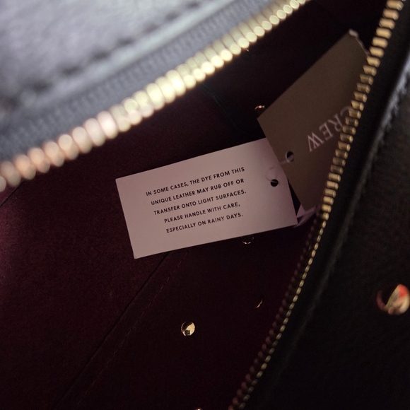 J. Crew Delphine Leather Studded Shoulder Bag Handbag Black Gold Tone Hardware - Picture 9 of 14